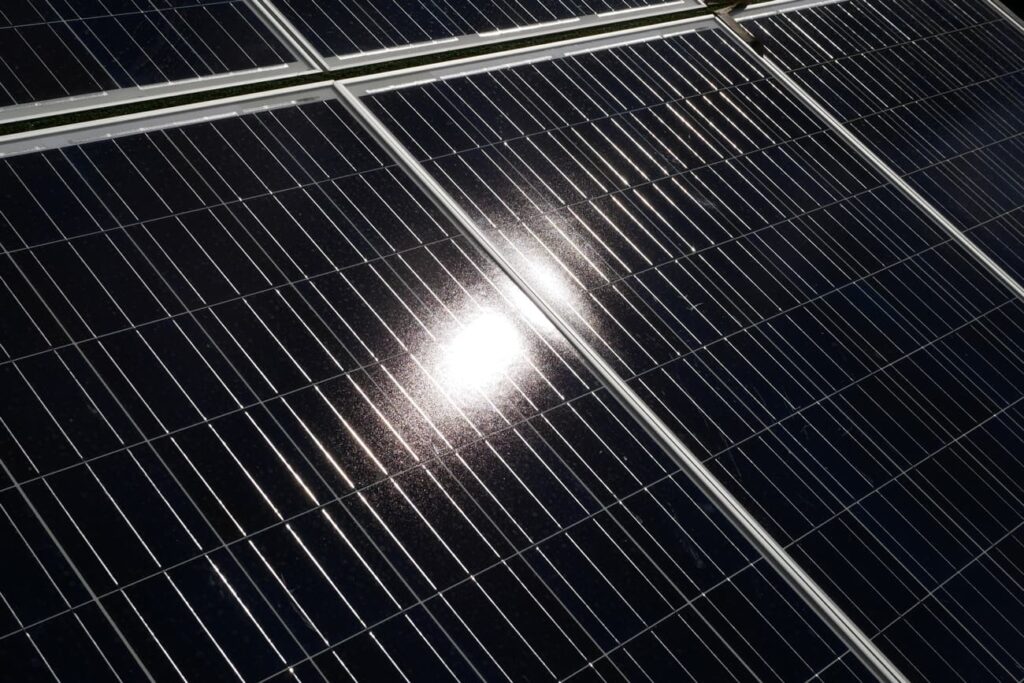 beautiful shiny black solar panels.